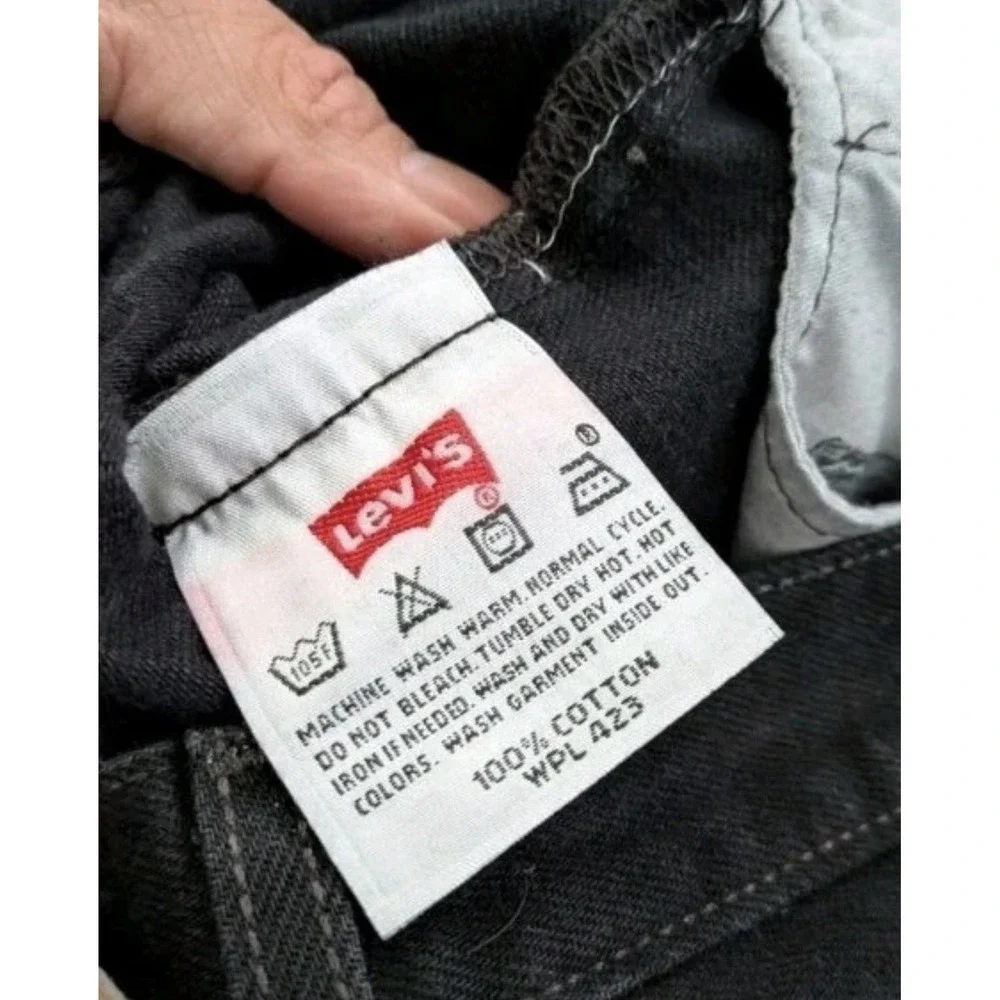 Levi's 501 Jeans Black Denim Mens 34x33 (Tag‎ 36x34) Mexico Made Y2K Button Fly